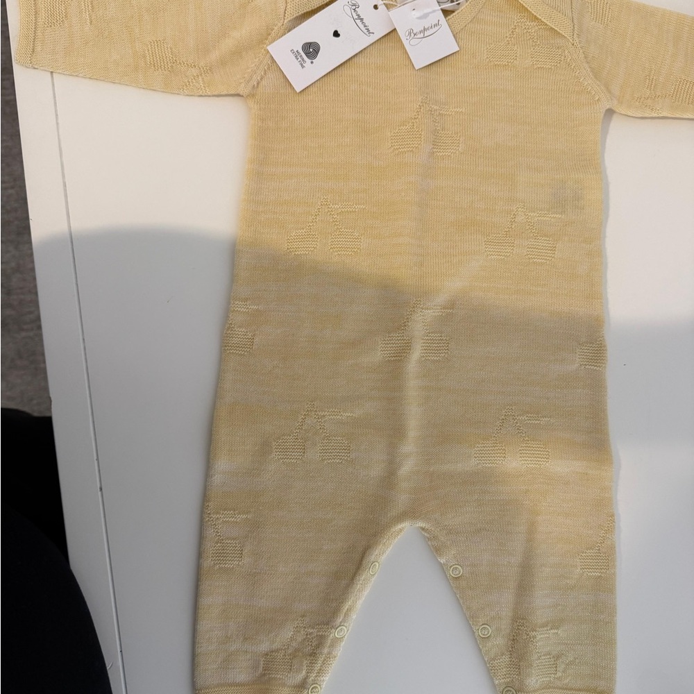 Bonpoint Pale Yellow Knit Baby One-Piece